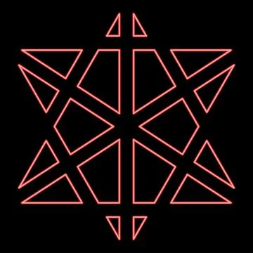 Neon metatron cube Sacred geometry red color vector illustration image flat s Stock Illustration