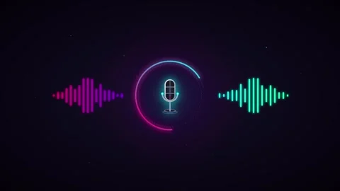 Neon microphone audio waveform animation podcast and voice recording concept 库存影片 344856152