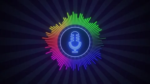 Neon Microphone with Circular Audio Spectrum Animation Stock-Footage 313460113
