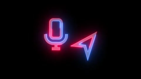 Neon microphone cursor arrow icon blue red color glowing animated Stock Footage 273691939