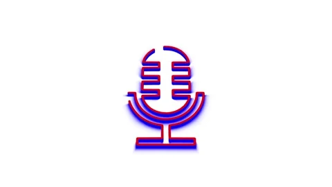 Neon microphone icon animation glowing with blue and red lines on white bac.. Stock Footage 341228751