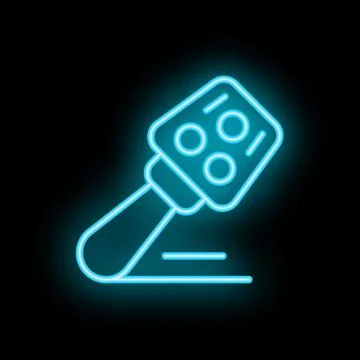 Neon microphone icon glowing on dark background Stock Illustration
