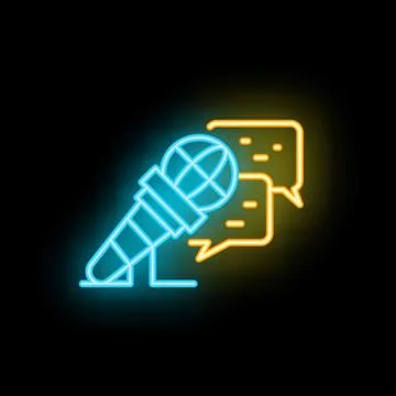 Neon microphone icon representing public speaking and communication Stock Illustration