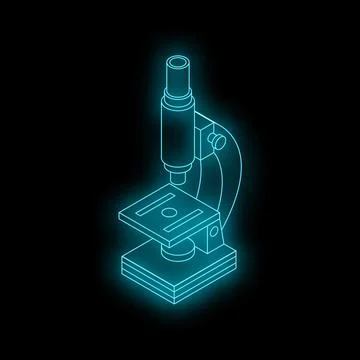 Neon microscope glowing on black background イラスト素材