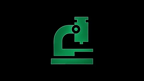 Neon microscope icon isolated on black background. Animation of a microscop.. Stock Footage 299567359