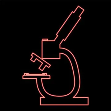 Neon microscope red color vector illustration flat style image Stock Illustration