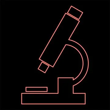 Neon microscope red color vector illustration image flat style Illustrazione stock