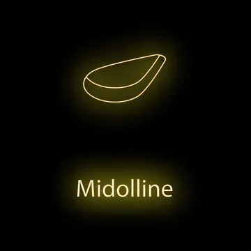 Neon midloline steak icon glowing on dark background Stock Illustration