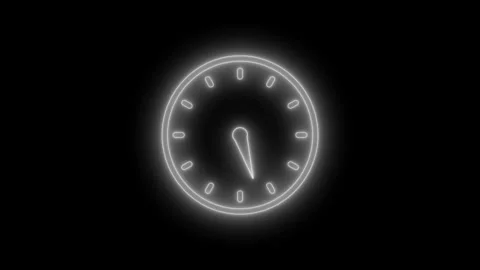 Neon Minimal Analog Countdown Timer Animation Isolated Stock Footage 337016650