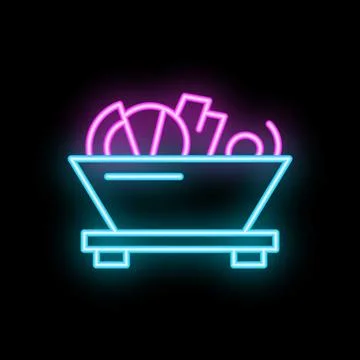 Neon mining cart concept icon with glowing lines for banner design on dark ba Stock Illustration
