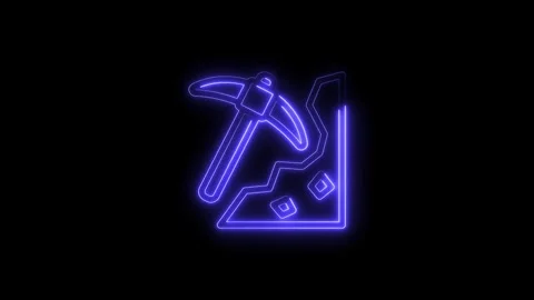 Neon mining icon animation on black background with pickaxe and diamond deposit 스톡 동영상 322968748