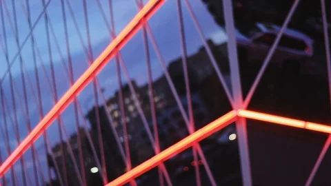 Neon mirror building  light background Stock Footage 107799123