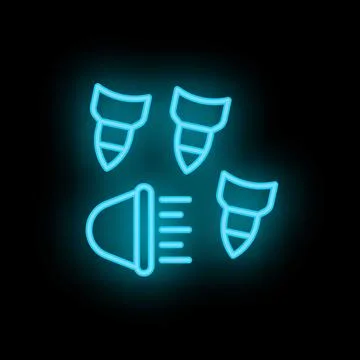 Neon missile defense system intercepting warheads icon Illustrazione stock