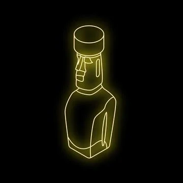 Neon moai statue shining in the dark Illustrazione stock