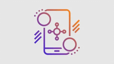 Neon Mobile App Interface with Network Connection Animation Stock Footage 337879933
