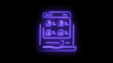 Neon mobile application interface with approval and decline buttons glowing on Stock Footage 322993976