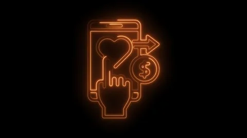 Neon mobile like money conversion icon for social media marketing and payme.. Stock Footage 309917117