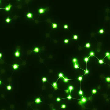 Neon molecular structure of DNA, abstract glowing background Stock Illustration