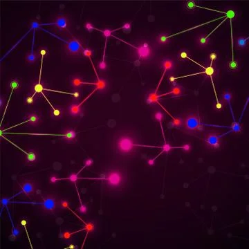 Neon molecular structure of DNA, abstract glowing background イラスト素材