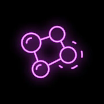 Neon molecule structure glowing on black background Stock Illustration