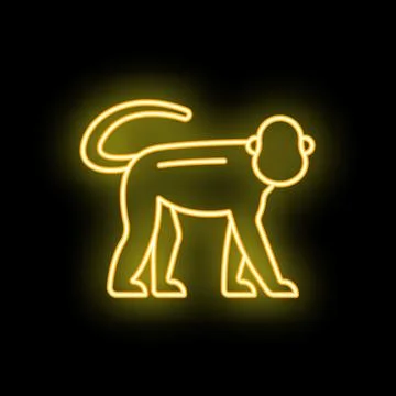 Neon monkey glowing in the dark sign Stock Illustration