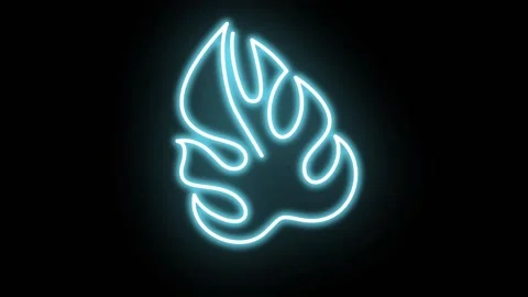 Neon monstera leaf in a modern abstract minimalist one line style. Stock Footage 197179675