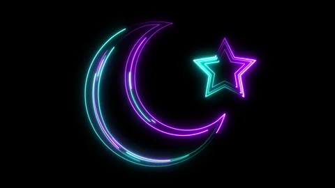 Neon Moon Star Stock Footage 260554103