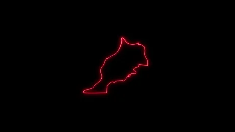 Neon Morocco map,  Morocco state map icon 4k animation. Outline map of Morocco. Stock Footage 322087608