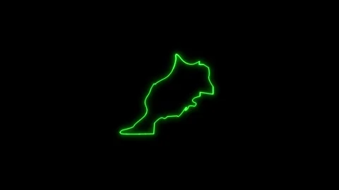 Neon Morocco map,  Morocco state map icon 4k animation. Outline map of Morocco. Stock Footage 322087609