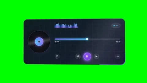 Neon Morphic Audio Player Card Green Screen Motion Stock Footage 346968782