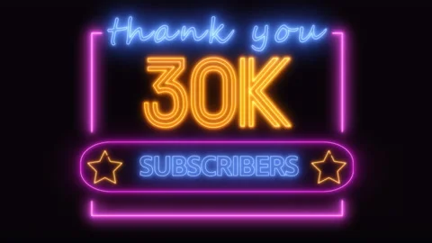 Neon Motion Graphic 30k Subscribers Thankful Message, Colorful Animation Video stock 167744948
