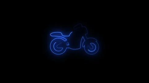 Neon motorcycle outline animation for technology and transportation themes Stock Footage 345101084
