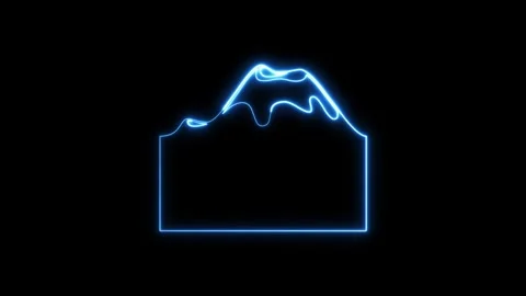 Neon mountain icon glowing blue light outline on black background. Stockbeeldmateriaal 337082060