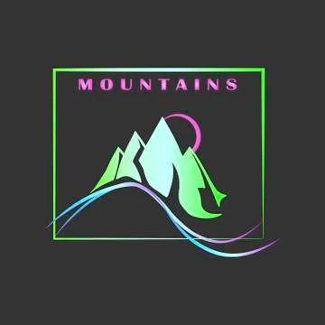Neon mountain logo Stock Illustration