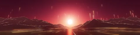 Neon Mountains Light Rain Stock Footage 317556493