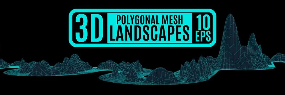 Neon mountains patterned polygonal landscape Illustrazione stock