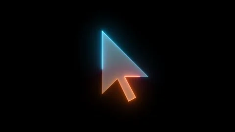 Neon mouse cursor arrow icon brown cyan color glowing animated black backgro Stock Footage 273782468
