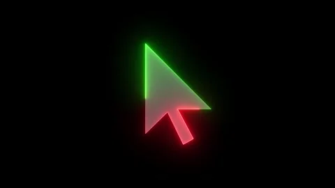 Neon mouse cursor arrow icon green red color glowing animated black backgrou Stock Footage 273782473