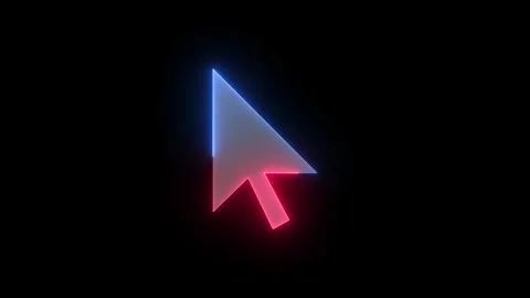 Neon mouse cursor arrow icon blue red color glowing animated black backgroun Stock Footage 273782477