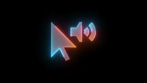 Neon mouse cursor loud speaker icon brown cyan color glowing animated black  Stock Footage 273782498