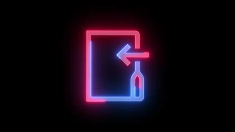 Neon move to folder icon blue red color glowing animation black background Stock Footage 266823545