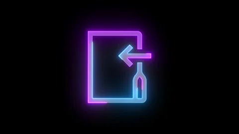 Neon move to folder icon cyan purple color glowing animation black background Stock Footage 266823555
