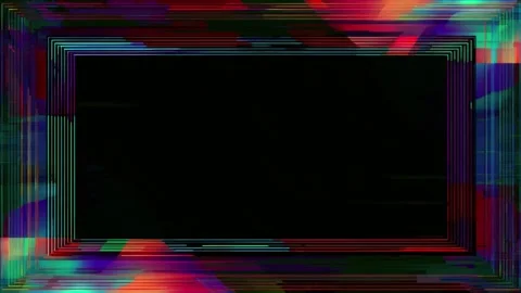 Neon multicolor rectangular frame border with black copy space, digital abs.. Stock Footage 342043332