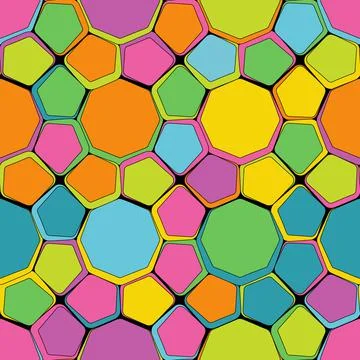 Neon multicolored hexagons seamless pattern. Vector Illustration. Stock Illustration