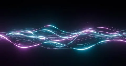 Neon multicolored lines moving in waves Stock Footage 280472309