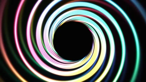 Neon multicolored spiral tunnel background. 4K Video stock 342688075