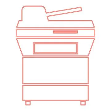 Neon multifunction printer or automatic copier red color vector illustration  Stock Illustration