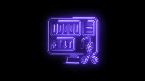 Neon music editing software and audio production interface for creative sound Stock Footage 322993273