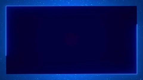 Neon music equalizer border visual with cyan glowing frame, purple audio bars, a Stock Footage 340576827