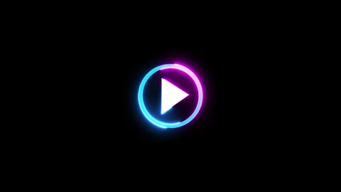 Neon music icon. video player button icon. and music play button concept. Stock Footage 293483743